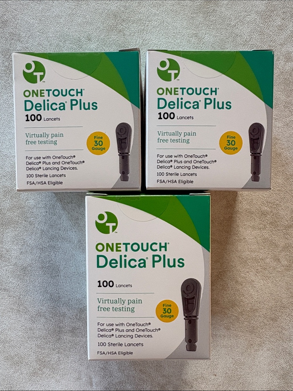 Delica Plus Lancets 30 Gauge - White/Green Box (100 Count)